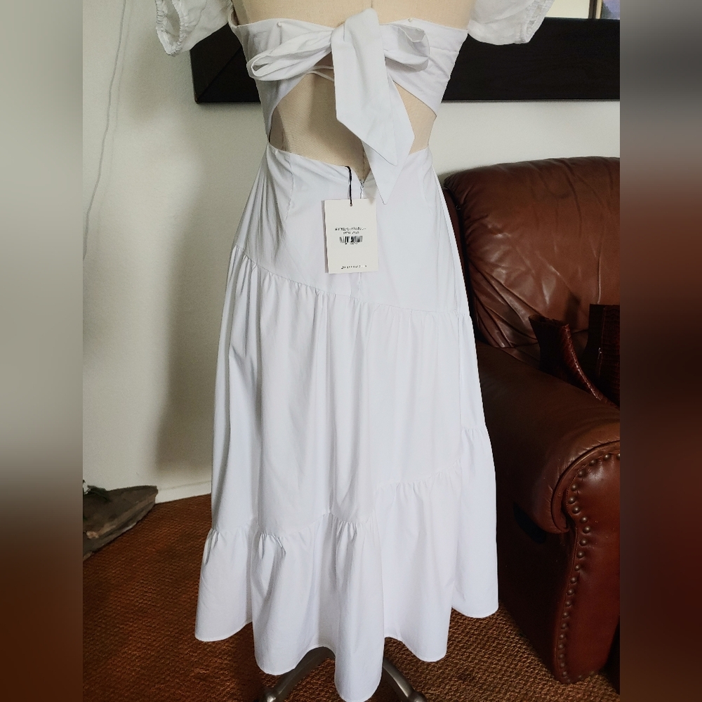 HELLO MOLLY Seaside Picnic Midi White Dress Size 2 - Picture 4 of 13